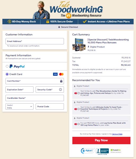 TedsWoodworking Secure Checkout Page Preview